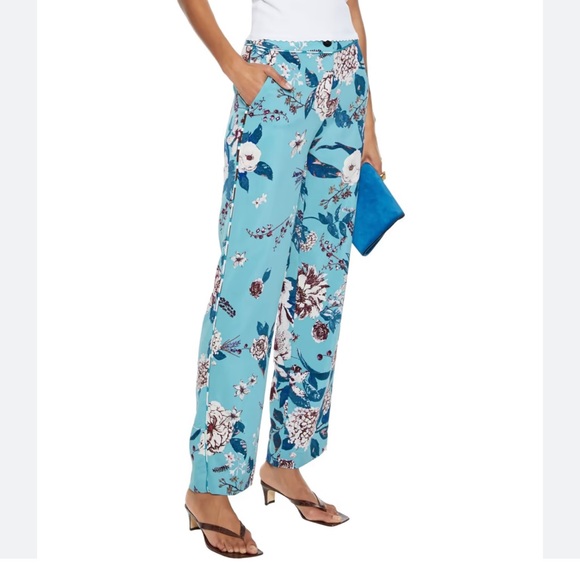 Diane Von Furstenberg Pants - DIANE VON FURSTENBERG DVF ASHLEY FLORAL PRINT CADY STRAIGHT LEG PANT